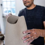 Ashraf Hanna at work in his studio 2019